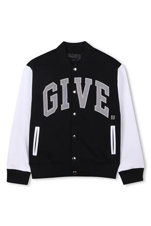 Bomber in misto cotone biologico nero GIVENCHY KIDS | H3070209B